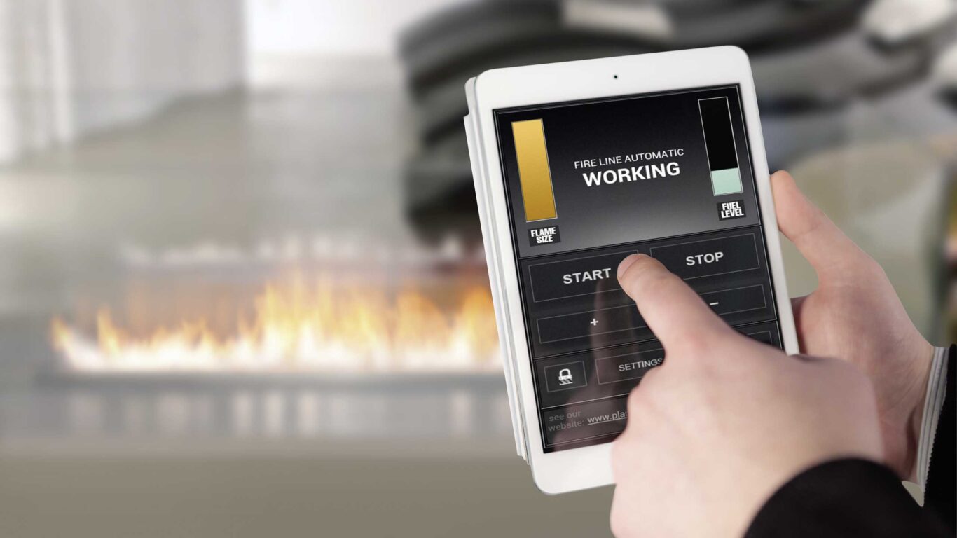 Flammenspiel Ethanolkamine lassen sich bequem per App steuern und ins Smarthome integrieren